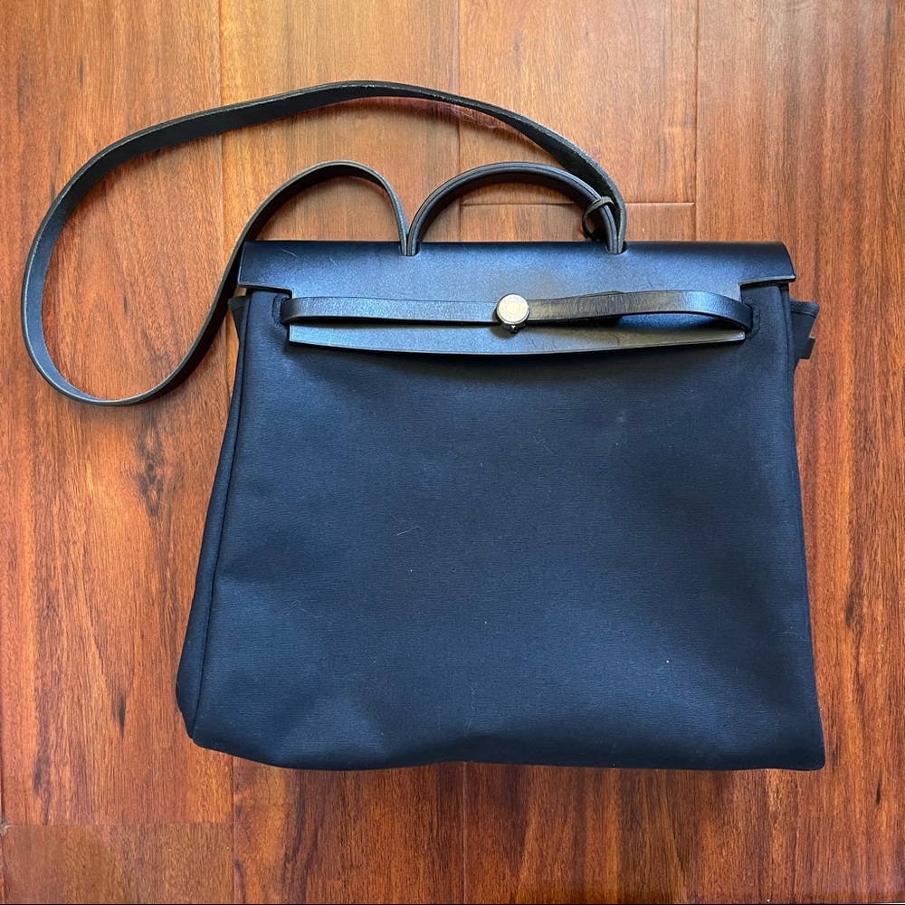 Authentic Vintage Hermès Toile Herbag Black